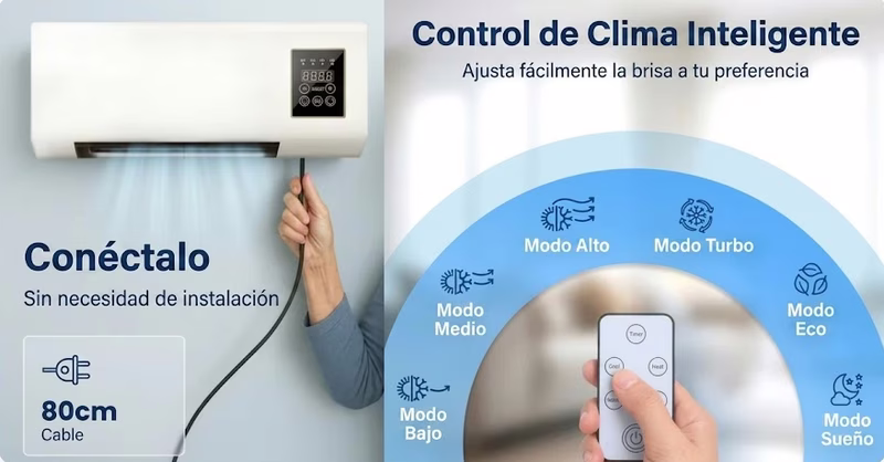 Primer plano de un termómetro mostrando altas temperaturas junto a un ventilador.